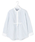 J.PRESS YORK STREET 【WOMEN】ピンタック バンドカラーストライプブラウス