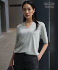 ICB 【WEB限定カラーあり】 シンセティックハイゲージ 半袖Vネックニット