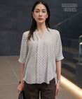 ICB 【新色追加・WEB限定カラーあり】BackSatinAmunzen 5分袖キーネックブラウス