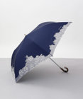 AURORA NINA RICCI （ニナリッチ) 刺しゅうオーガンジー掛け合わせ晴雨兼用パラソル（折り畳み・トップフラット傘）