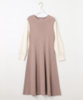 ANY SIS 【洗える】異素材コンビフレアニット ワンピース