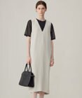 ICB L 【洗える】ライトダブルクロス Vネックワンピース