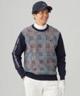 23区GOLF 【MEN】チェックジャガード　クルーネック  ニット