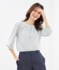 J.PRESS LADIES L 【イージーケア】 STRIPE JERSEY ボリュームスリーブ カットソー