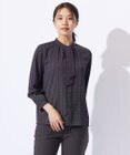 J.PRESS LADIES S 【洗える】ドットデシンプリント ボウタイ バンドカラー ブラウス