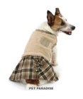 PET PARADISE 犬 服 ワンピース 【小型犬】 チェック ブラウン