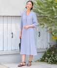 自由区 【接触冷感・速乾・UVケア・撥水・防シワ・XSサイズあり】リネンライクツィルVネック ワンピース