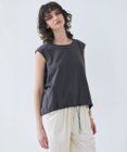 BEIGE， 【洗える】IXIA / コットンノースリーブドロストトップス