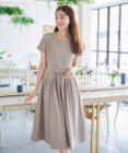 Tiaclasse L 【洗える】半袖リボンギャザーフレアワンピース