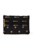 LeSportsac 3ZIP COSMETIC/ゴールドグリッタードッツ