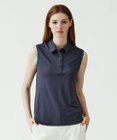 23区GOLF 【WOMEN】【吸水速乾/UVケア】STUDIO FIGLIO アロハ無地 ノースリーブ シャツ