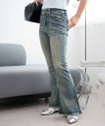 WEGO レースアップフリンジストレッチフレアデニムパンツ