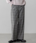 【洗える】ウォームストレッチ チェック ワイド パンツ