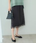 自由区 L 【洗える】サテンレース スカート