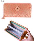 tsumori chisato CARRY クラフトフラワー ラウンドファスナー長財布　花柄　牛革　日本製