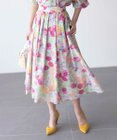 組曲 ピオニーシフォンプリント フレアスカート