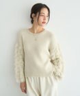 YECCA VECCA ラメフェザー袖フリンジニット
