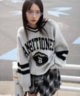 WEGO 【25年秋冬新作】フラッフィーVネックニットBIGプルオーバー