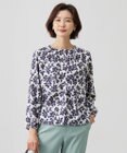 J.PRESS LADIES 【洗える】スパンフラワープリント  ボートネック ブラウス