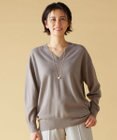 自由区 L 【洗える】ピュアカシミヤVネック ニット