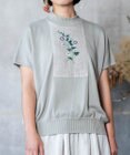 muuc 【高級スーピマ超長綿100%使用ニット】ヒルガオ刺繍 ハイネック半袖プルオーバー