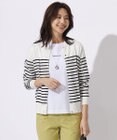 J.PRESS LADIES 【洗える】BASIC HT-COTTON クルーネック ボーダー カーディガン