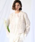 23区 【GOLD LABEL/見上愛さん着用】リネンエンブロイダリー ノーカラージャケット