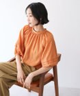 CRAFT STANDARD BOUTIQUE ストライプジャカードパフスリーブブラウス