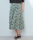 自由区 L 【ロングシーズン・後ろウエストゴム】リネンライクフラワープリント スカート
