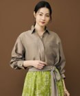 自由区 L 【カタログ掲載・羽織りとしても】シャイニーオーガンジーシアー シャツ