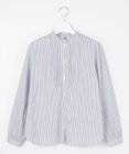J.PRESS LADIES L BEZコットンナイロン ストライプ フリル襟 ブラウス