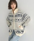 earth music&ecology ダブルzipノルディックカウチンニットカーディガン