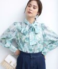 組曲 【前後着用可】ピオニーシフォンプリント ボウタイブラウス