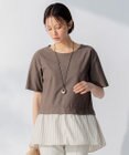 自由区 【洗える】コンビネーションシャーティング ペプラムデザイン カットソー