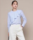 ICB L 【洗える】クリーンブロード ラッフルデザインブラウス