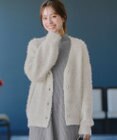 Tiaclasse 【洗える】ふわふわ片畦ラメシャギーカーディガン