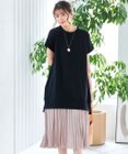 Tiaclasse 【洗える】裏毛プリーツコンビワンピース