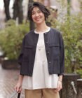 J.PRESS LADIES 【洗える】Sheer Vis リネン ノーカラー ブルゾン