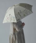 AND WOOL 〈一級遮光生地・晴雨兼用〉ボタニカル刺繍の日傘 （折りたたみ傘タイプ）