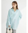Green Parks 綿麻混タブ付オーバーサイズシャツチュニック