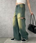WEGO ヴィンテージウォッシュサイドカットデニムパンツ