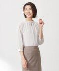 J.PRESS LADIES シャドーストライプ スリットフリルネック カットソー