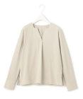 ICB L 【洗える】 ブラウスライクジャージー ヘンリーネックカットソー