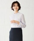 J.PRESS LADIES S カチオンストライプ フリルネック バンドカラー カットソー