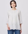 J.PRESS LADIES S 【洗える】セルロースライト刺繍 ピンタック ブラウス
