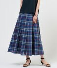 J.PRESS LADIES L コットンリネン Light マドラスチェック フレア スカート