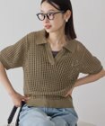 AMERICAN HOLIC 衿付きメッシュ編み半袖ニットプルオーバー