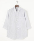 JOSEPH ABBOUD 【キングサイズ・サスティナブル・７分袖】コットンリヨセルリネンコードストライプ シャツ