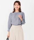 ANY SIS 【洗える】フェイクパールストライプ ブラウス