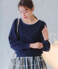 Tiaclasse 【洗える】衿パールニットトップス